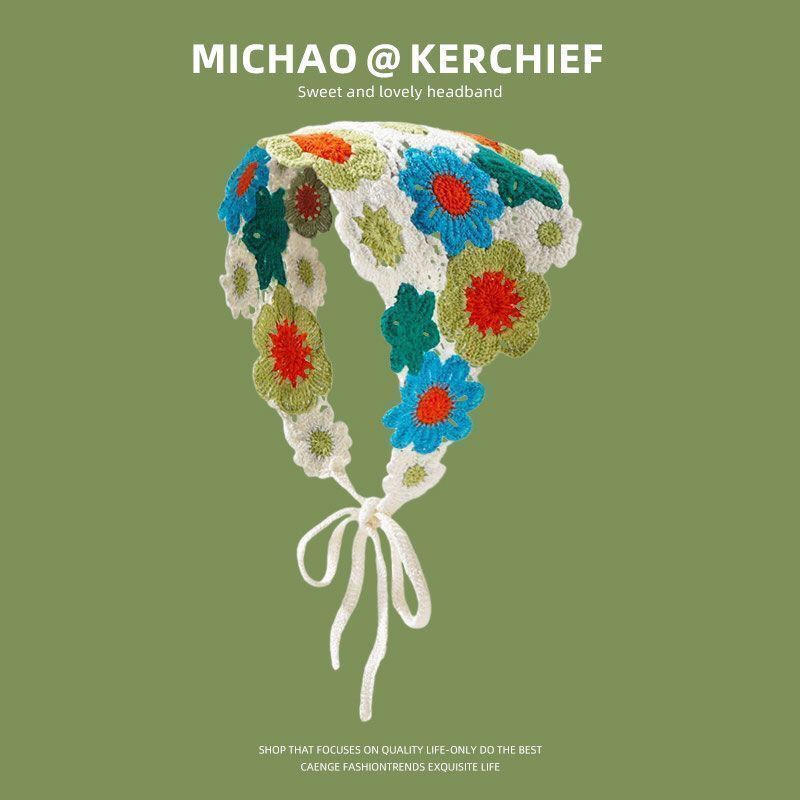 [Liquidación de precio de fábrica] Versión coreana de la bufanda triangular hueca de crochet de punto femenino dulce y lindo sombrero de pañuelo de flores de estilo femenino