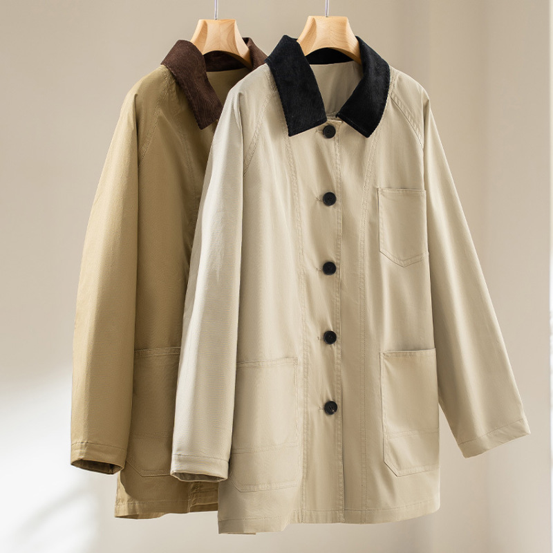 Xiaohe's Same Style Women's Windbreaker Jacket Women's Mid-Length Spring & Fall Retro Work Jacket High-End Casual Loose Style
