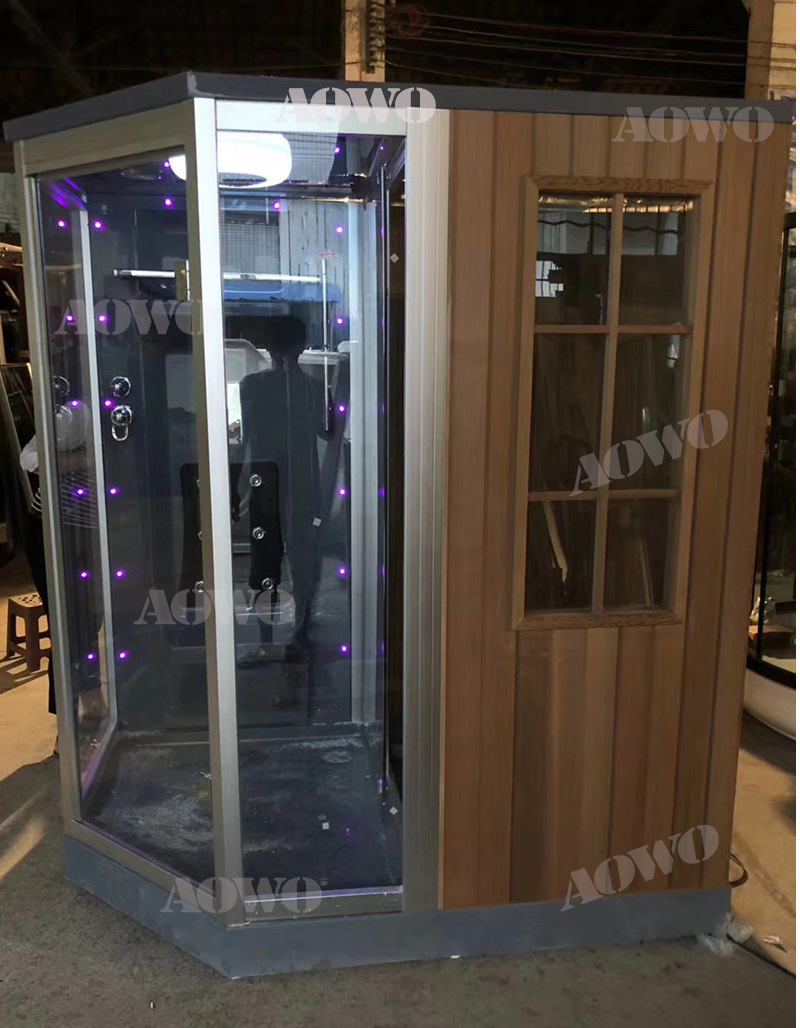 Diamante-tipo ducha de vapor seco y húmedo combinación de piedra de riego de calefacción sala de vapor seco sala de sauna de madera maciza