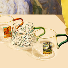 玻璃单层杯 高硼硅玻璃自画像玻璃杯 家用玻璃果汁饮料牛奶泡茶杯