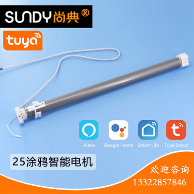 尚典25TEQ塗鴉智能38管電動柔紗簾電動卷簾靜音管狀電機配杜亞碼