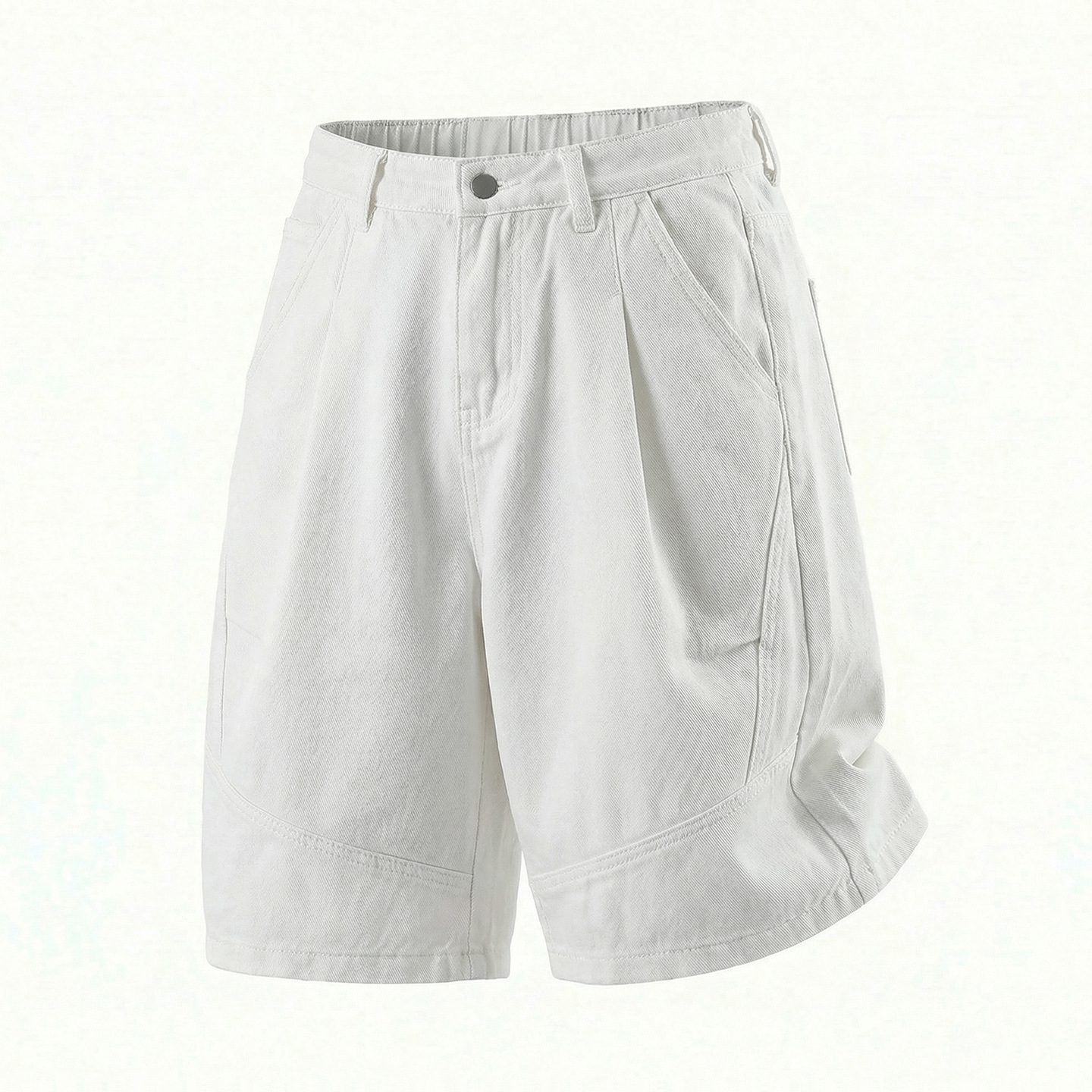 Herren Denim Shorts Locker Retro Gewaschene Pleated Five-point_voghion.com