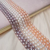 Прочные светлые натуральные рисовые бусины жемчуга AAA7-8мм натуральный пресноводный жемчуг полуфабрикаты для самостоятельного изготовления украшений бусины для бижутерии