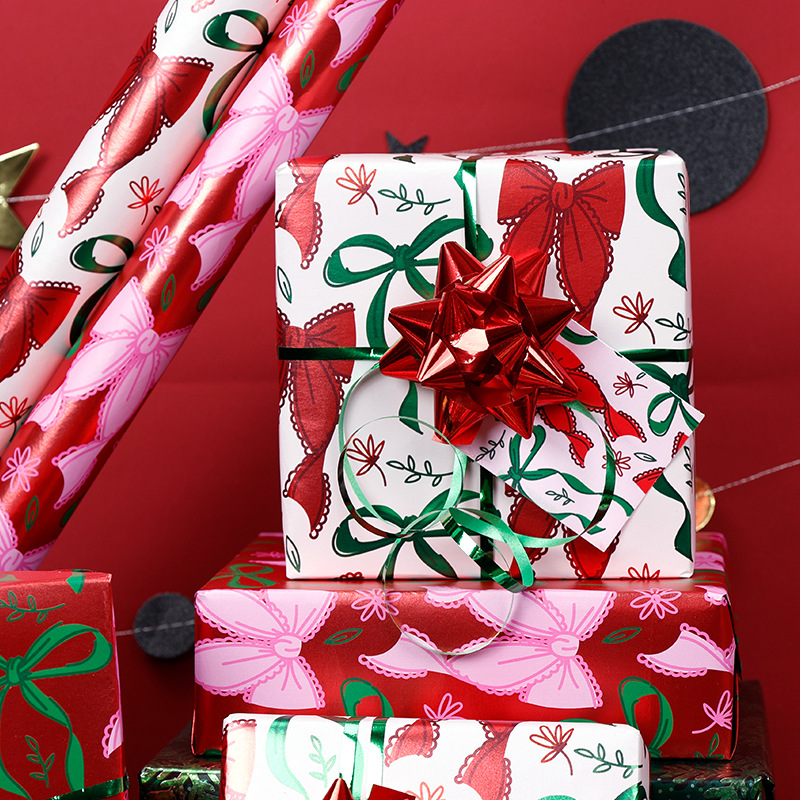 2025新款圣诞包装纸镀铝纸情人节生日礼品包装纸大尺寸卷装纸批发