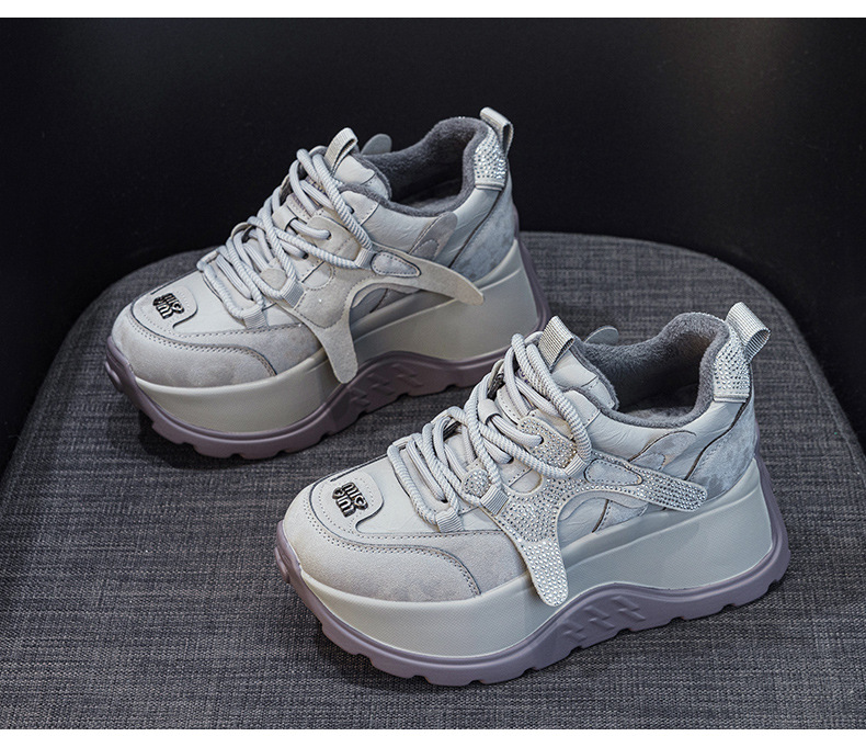 Giày sneaker nữ đế dày phong cách thể thao tăng chiều cao — 5008 lót đơn trắng, 5008 lót đơn xám, 5008-1 lót lông trắng, 5008-1 lót lông xám chi tiết 21