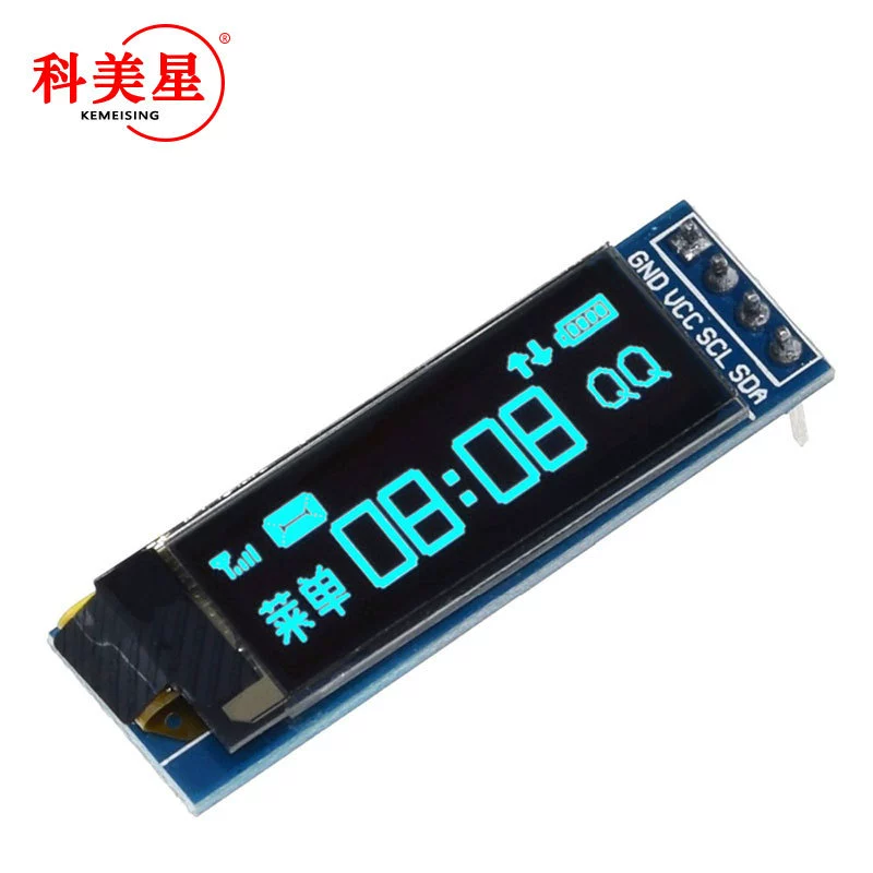 0.91-дюймовый OLED-дисплей 128x32, I2C, совместим с 3.3V–5V, синий/белый