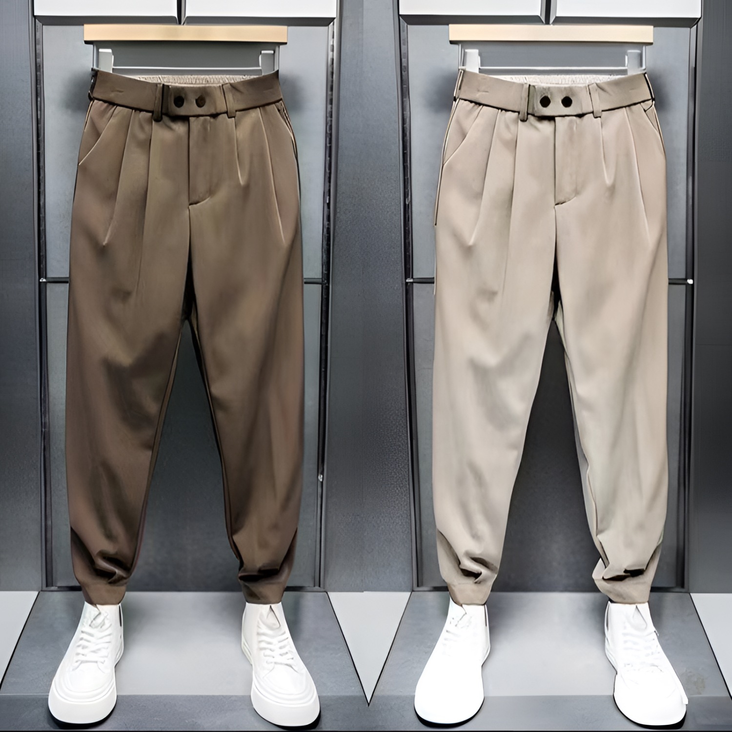 Naples Men's Summer Thin High-End Straight Drape Slim Casual Harem Cropped Trousers