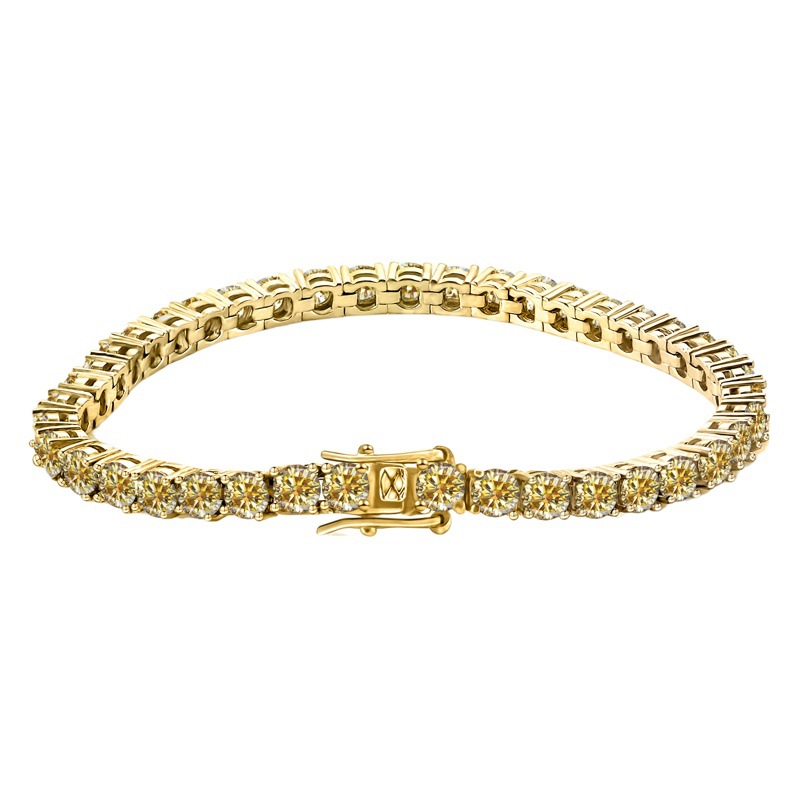 Hip hop pulsera de diamantes colorido Rosa zafiro azul moissanite pulsera de plata de ley 5mm piedra principal con certificado de diamante pluma