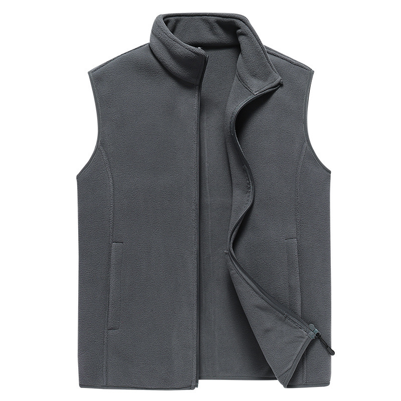 Vest men's vest autumn and winter fleece waistcoat men's cardigan sleeveless fleece-lined sports casual jacket men