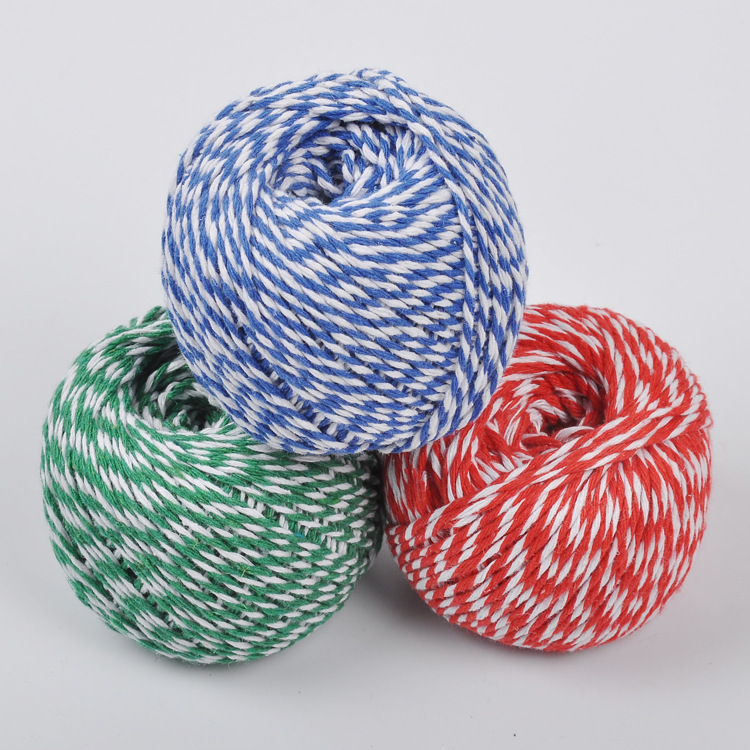 定 制 双色合股棉绳 两股双彩色棉绳拖把纱diy四股食品包装绳批发