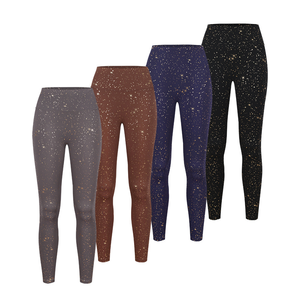 [Spot] LD nueve pantalones dorados de cintura alta, caderas desnudas, pantalones de pilates para mujeres.