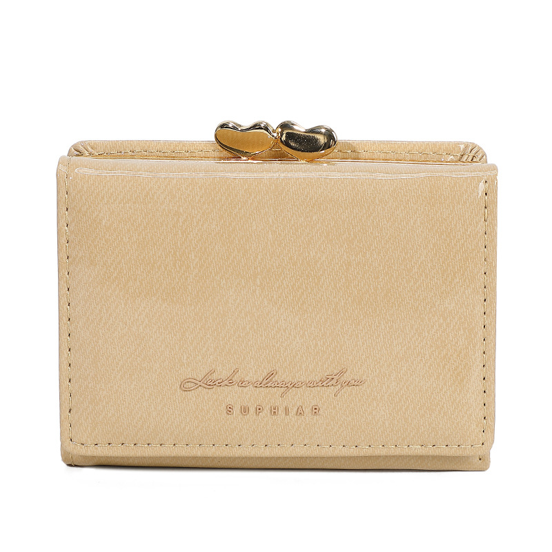 Promoción de la billetera de cuero PU alumno ultra delgado pequeña billetera de tres pliegues de viaje diario simple billetera de mujer personalizada