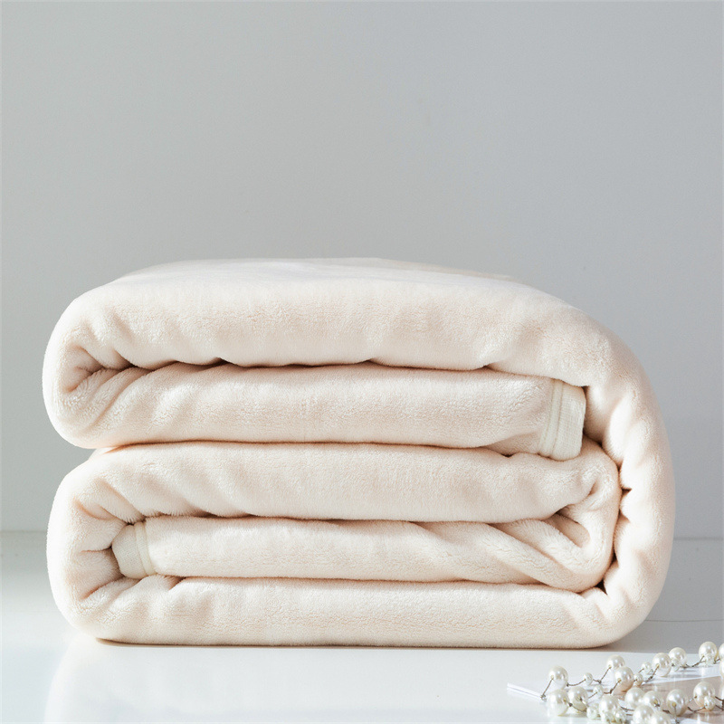 珊瑚绒纯色毛毯被子加厚保暖冬季法兰绒午睡空调沙发盖毯床上用单