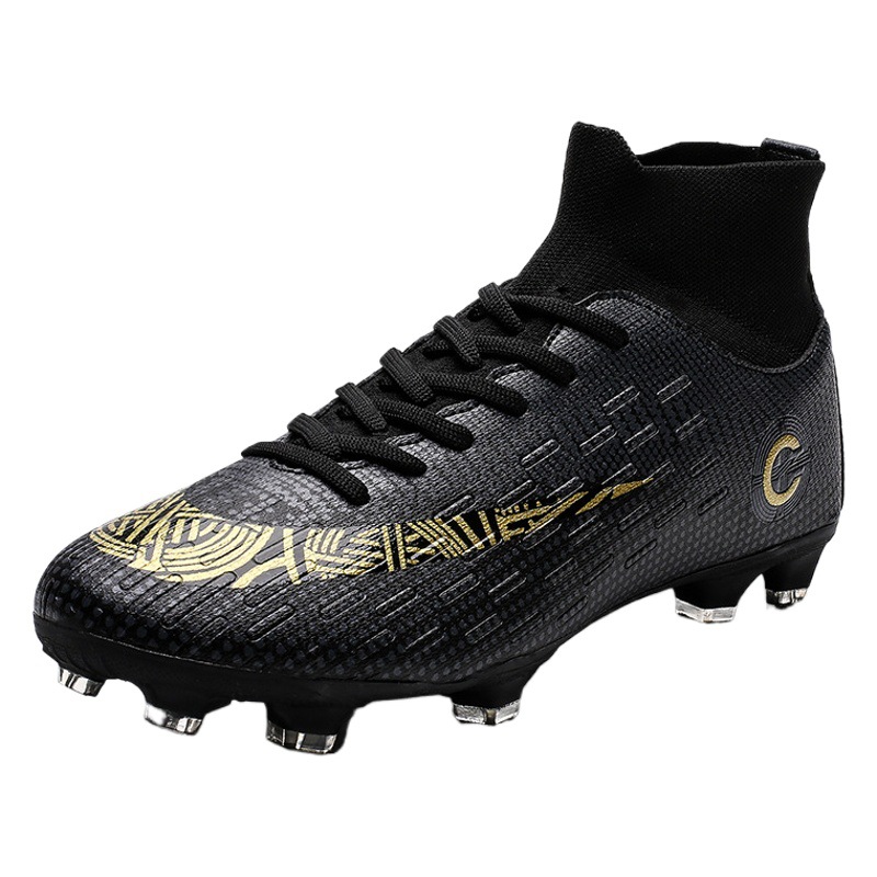 Zapatos de fútbol al por mayor más el tamaño alto de los hombres zapatos de uñas rotas para niños superficie de cuero pegamento de uñas largo más el tamaño de los adolescentes pies de la zapatilla de deporte