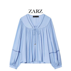 ZARZ 自制 欧美风 新款女装 洋气 时髦垂直花边垂性衬衫8649842