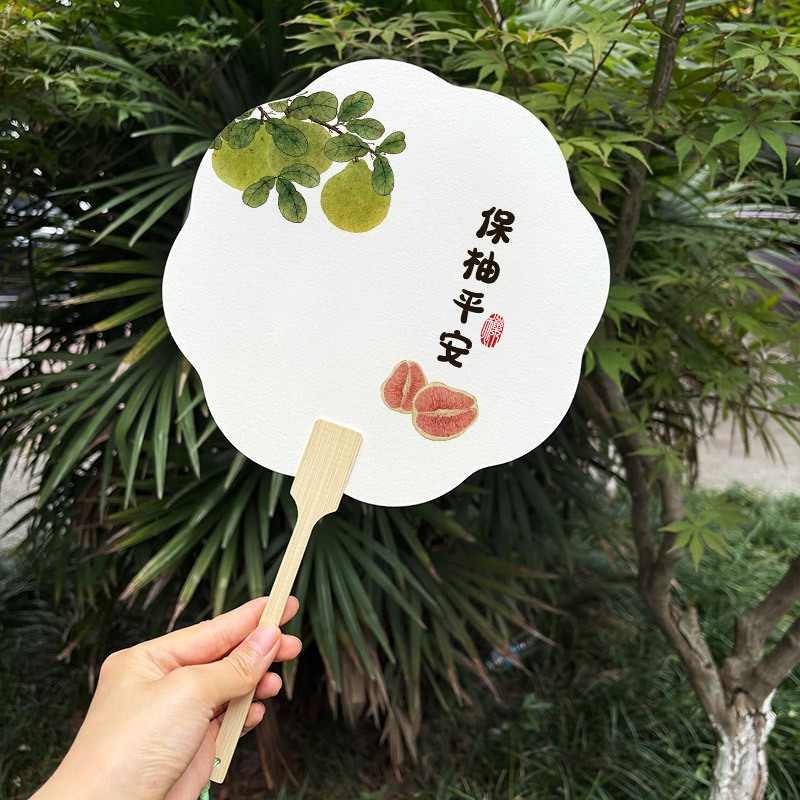 加厚漆扇漂漆专用团扇可书法带字扇子手工单制作漆扇网红水果款|undefined