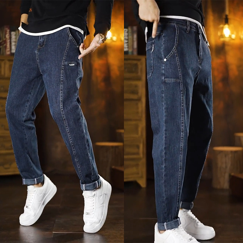 Summer New Men's Jeans, Loose Harem Pants, Trendy, Fashionable and Versatile, Tapered Casual Straight Trousers for Boys
