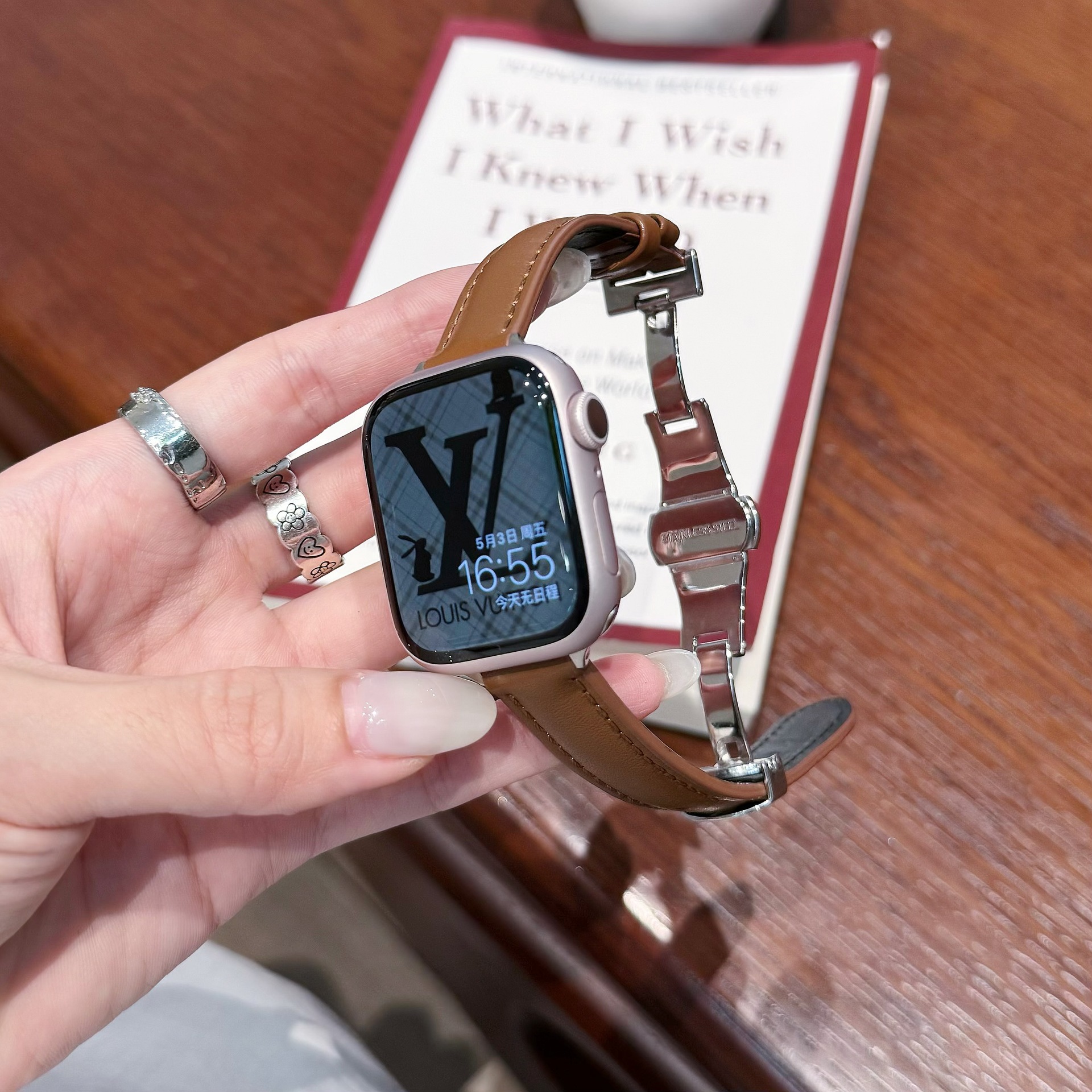 New Small Man Waist Strap for Apple Huawei Xiaomi Strap Butterfly Buckle Thin Leather Apple watch987