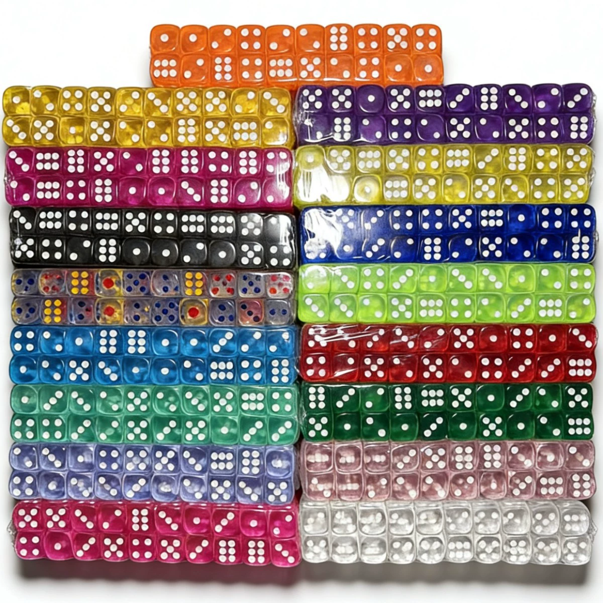 16-миллиметровые прозрачные разноцветные пластиковые шестигранные игральные кости для настольных игр, аксессуары для обучения в группе, игровые реквизиты, кристальные акриловые кости