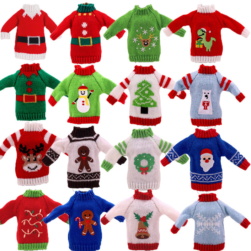 25~30cm Barbie Doll Sweater Christmas Bookshelf Elf Doll Christmas Element Pattern Knitted Sweater Wholesale
