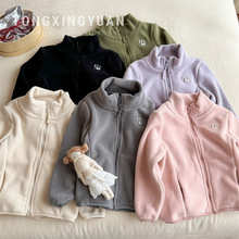跨境女童冬装立领外套新款儿童时髦摇粒绒加厚上衣女孩秋冬款衣服