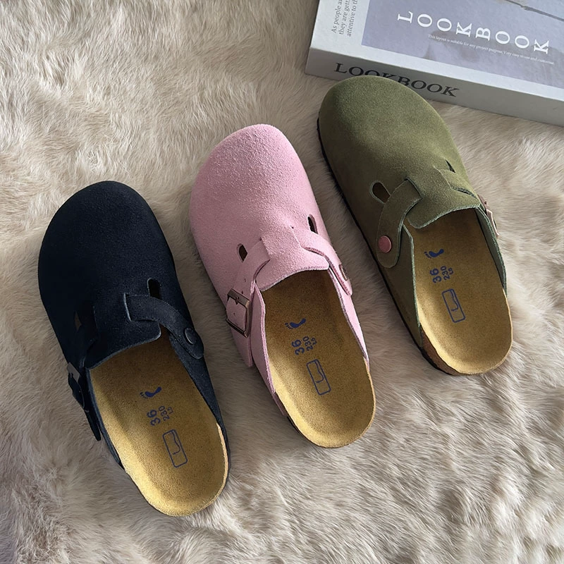 Натуральные кожаные туфли Birkenstock для женщин, незаменимые для пар, закрытые тапочки в уличном стиле, тапочки Birkenstock 1:1 для трансграничных покупок с прессованным логотипом