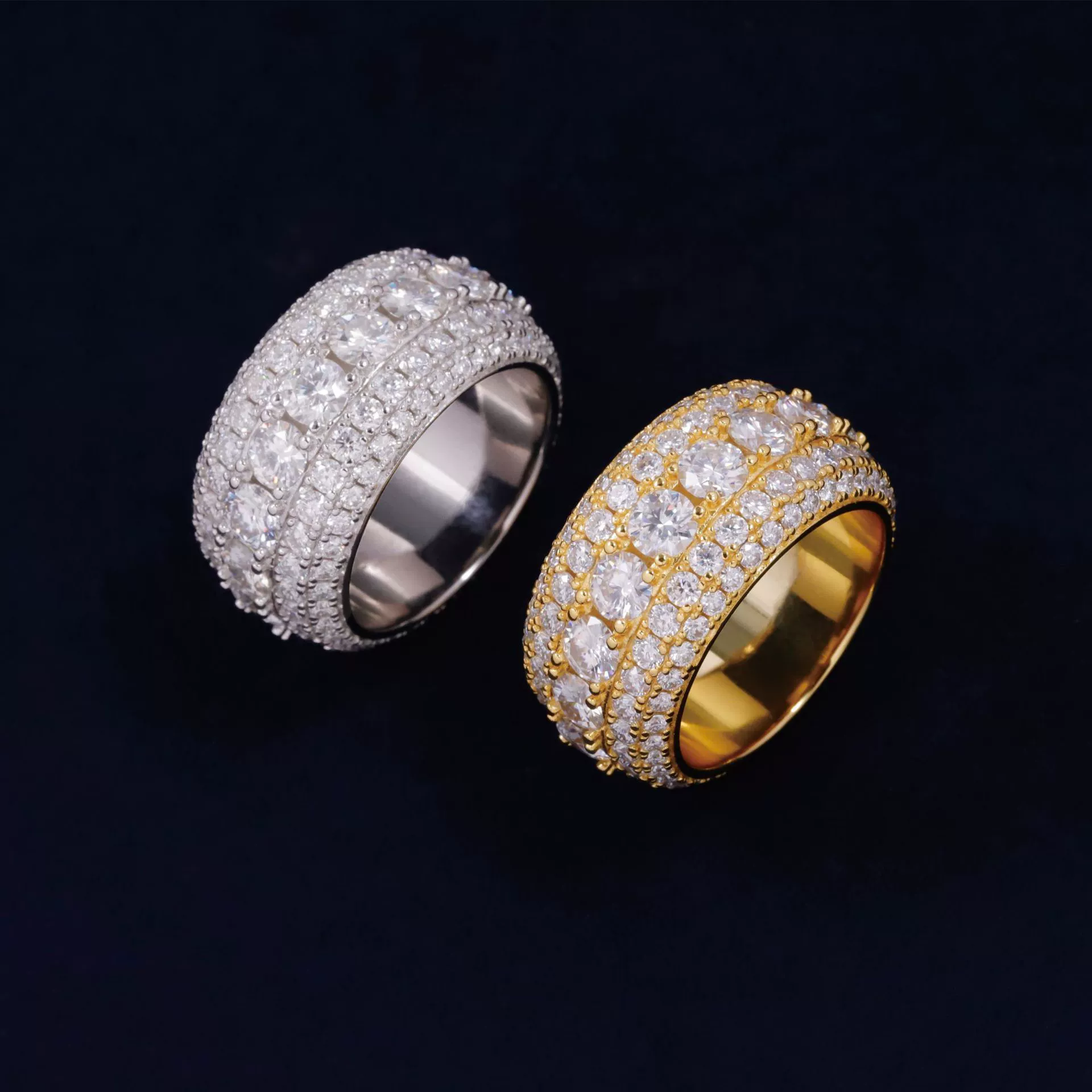 Мужское кольцо в стиле хип-хоп из серебра S925, полностью инкрустированное муассанитом, прочная конструкция, модное и стильное ювелирное украшение.