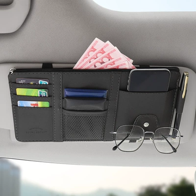 Multimediya və saxlama aksesuarları Multi-Functional Car Interior Glasses Clip - black-with-zipper