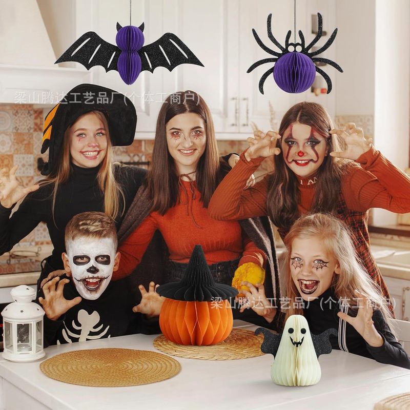ハロウィンパーティー装飾ハニカムボールペンダントカボチャクモ立体ハニカムゴーストフェスティバルハロウィン装飾アレンジメント工場|undefined