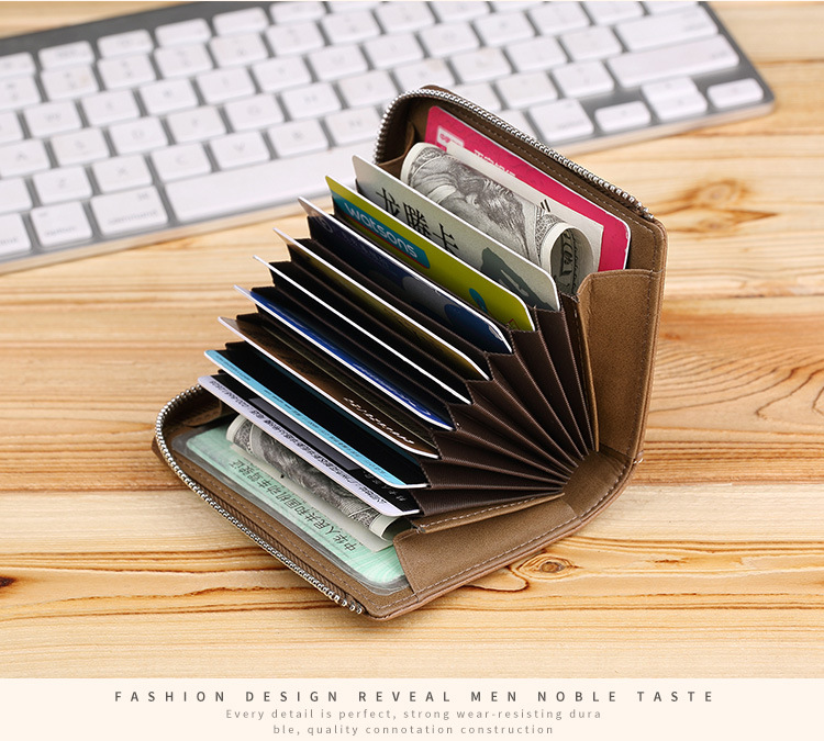 Ví card holder da bò nam nhiều ngăn thẻ đựng bằng lái xe và tiền lẻ chi tiết 12