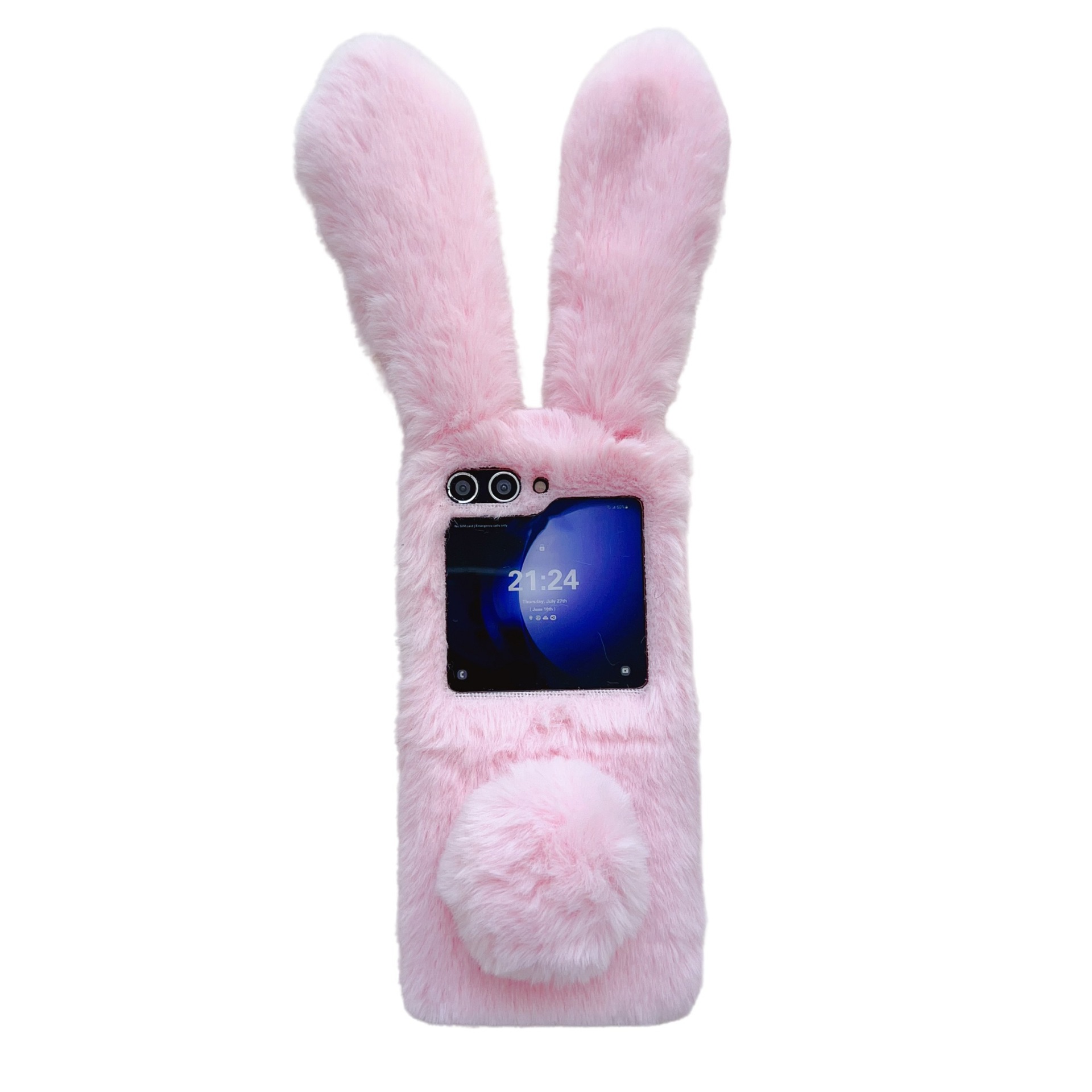 适用于三星折叠 Zflip6 毛绒兔子 zlip7硬壳 ZFLIP5毛绒手机壳