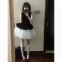 生日小众拼接丝绒黑裙
