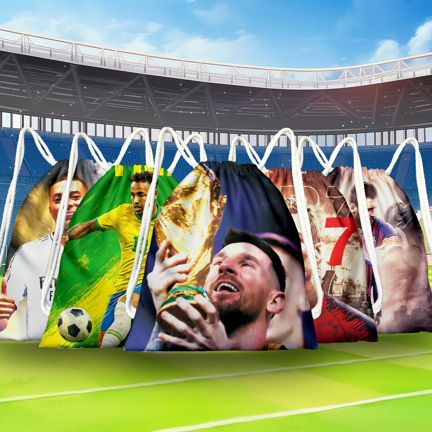 Football Bag Real Madrid Ronaldo Messi Juventus Paris Large-Capacity Training Equipment Bag Outdoor Shoulder Drawstring Bag Shoe Bag