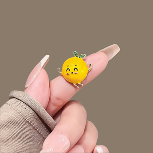 Summer Metal Enamel Festive Orange Brooch for Women Cute Cartoon Animal Pin Anti-Exposure Buckle Accessories Corsage