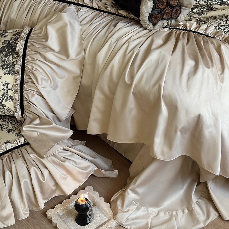 Conjunto de cama 4 peças estilo boho vintage francês_voghion.com