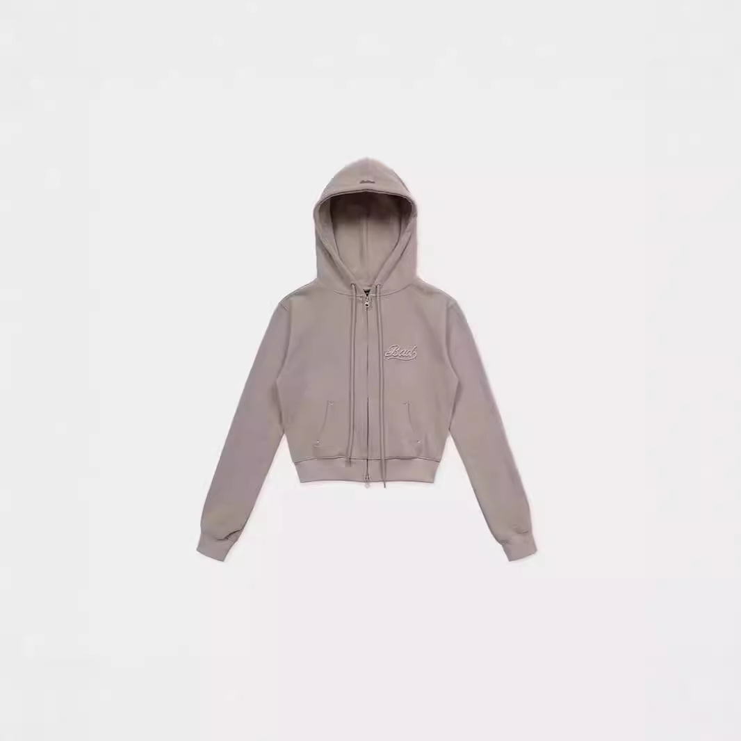 ファッションブランドのbadbloodアメリカ式の帽子付きの女性の通常のタイプの刺繍のファスナーの運動のカーディガンの上着