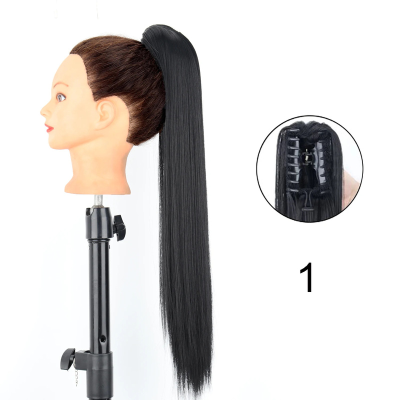 22inch 爪クリップストレートヘアポニーテール化学繊維かつら女性ロングストレートふわふわハイポニーテール|undefined