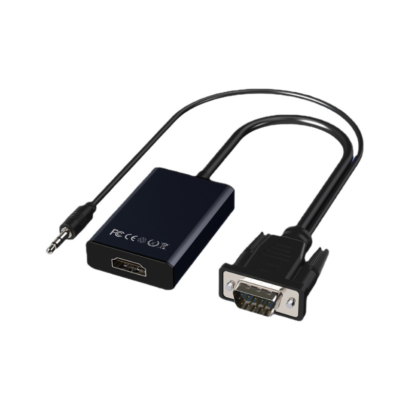 Convertidor de VGA a HDMI con audio con fuente de alimentación conexión de la computadora TV HD cable VGA a HDMI