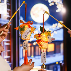 中秋节竹编小灯笼挂饰2025新款户外儿童手提古风发光兔子花灯批发