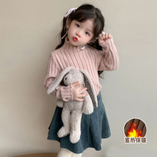 女童毛衣秋冬款加厚2025新款儿童针织衫半高领宝宝冬装中领打底衫