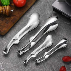 304 Stainless Steel Japanese BBQ Tongs Thickened Sand-Cooked Glossy Bread Tongs Home Kitchen Food Tongs