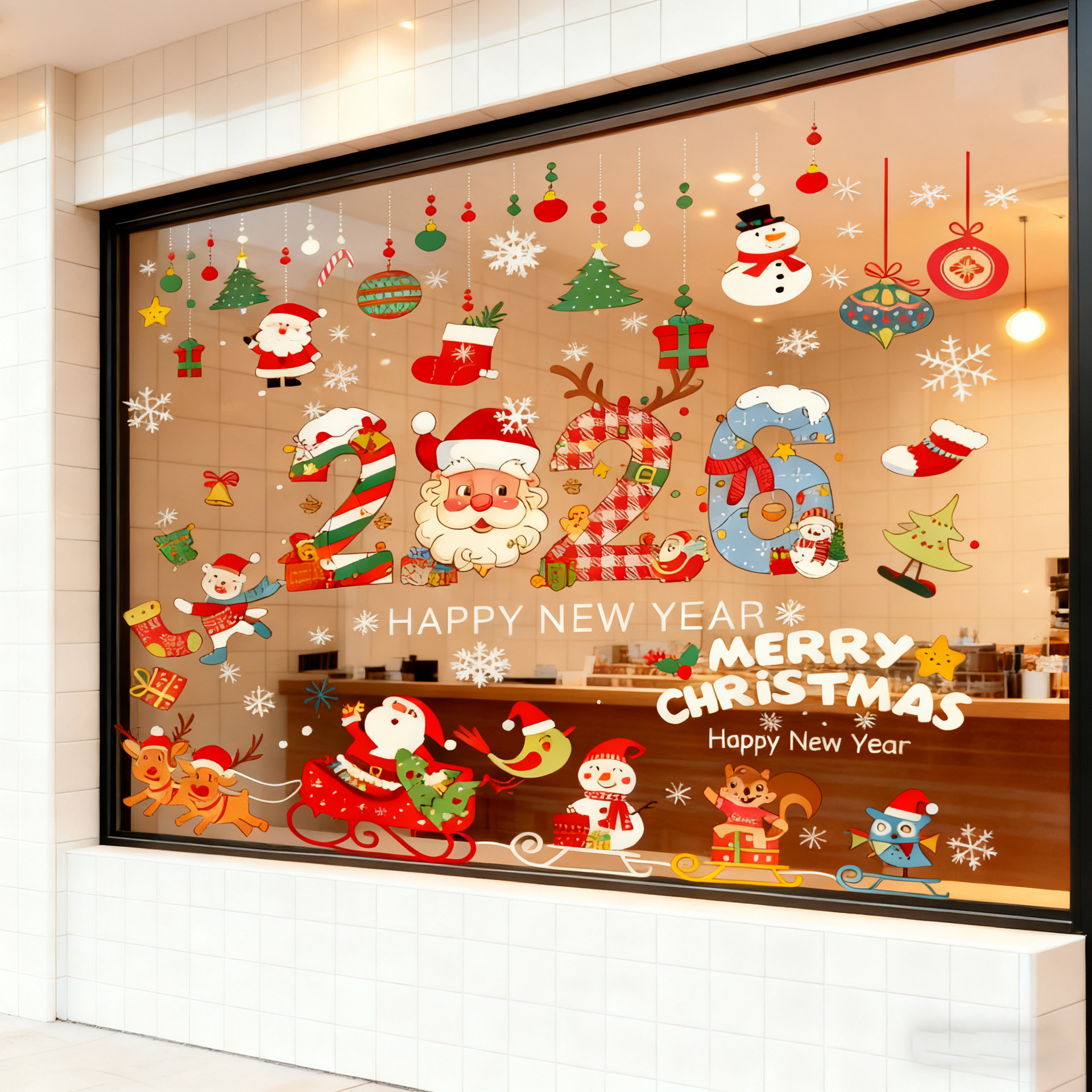 圣诞节装饰品静电贴橱窗贴玻璃门贴纸贴画窗花商场店铺场景布置