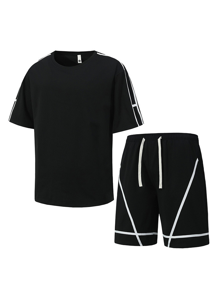 2025 verano nuevo estilo pantalones cortos de manga corta para hombres adolescentes traje de ocio deportivo marca de moda casual traje de dos piezas para hombres