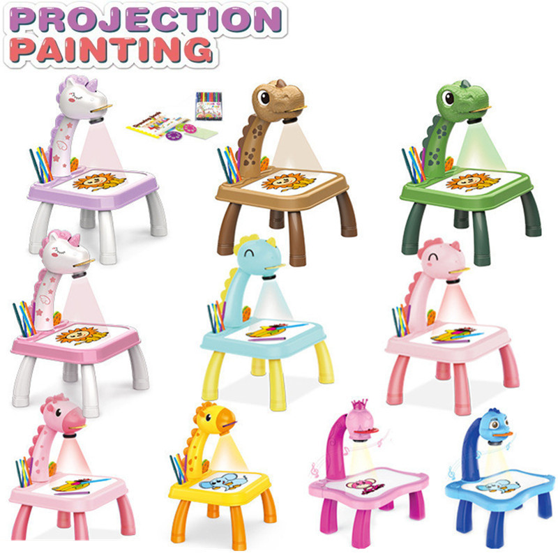 Cross-border hot selling deer projection painting table children's writing graffiti drawing board multifunctional projection drawing board toy wholesale