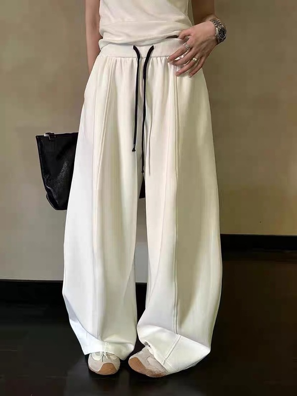 镇店之宝2025秋高腰直筒阔腿垂感卫裤女松紧腰多色抽绳运动休闲裤|undefined