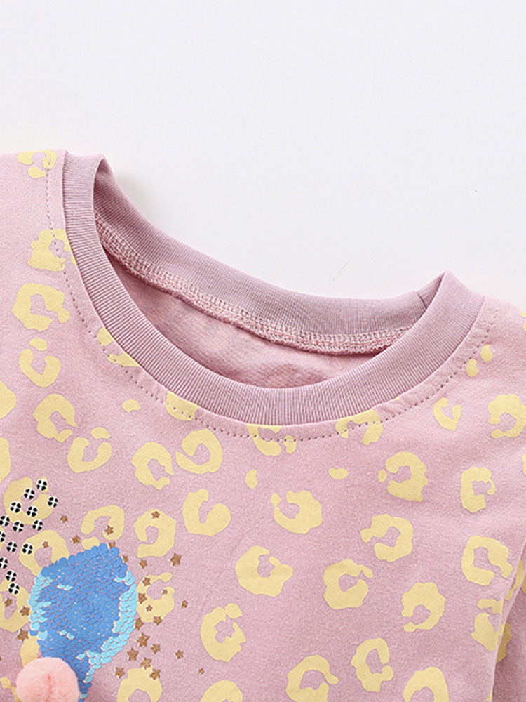 Malwee niñas vestidos de otoño de cuello redondo nuevos niños europeos y estadounidenses de manga larga camiseta de niña pequeña camiseta