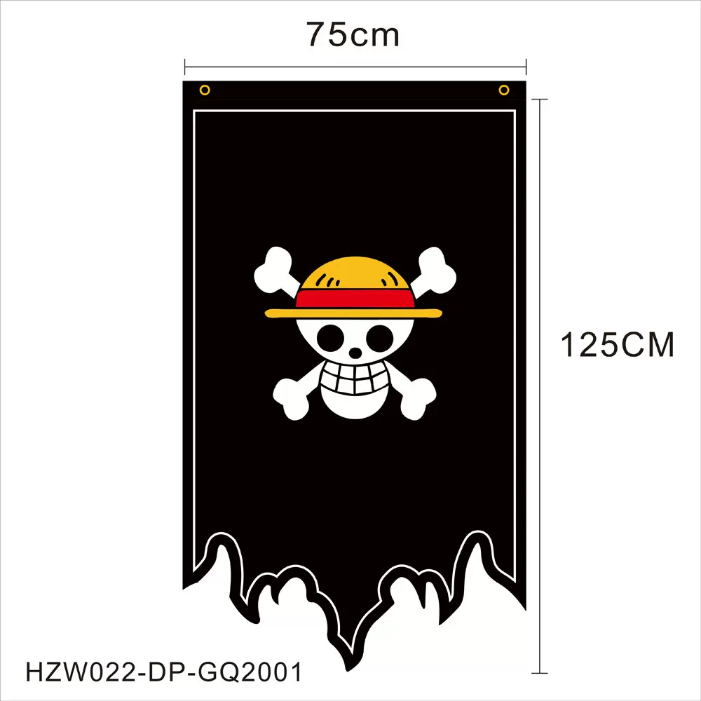 新款海贼王旗帜海盗背景布游戏挂旗卡通海盗骷髅旗聚会派对旗子