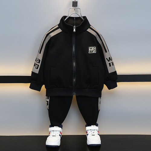 Boys Cardigan Ribbon Set  Spring and Autumn New Style Children's Handsome and Trendy Two-Piece Set Sports Set for Small and Medium-sized Children