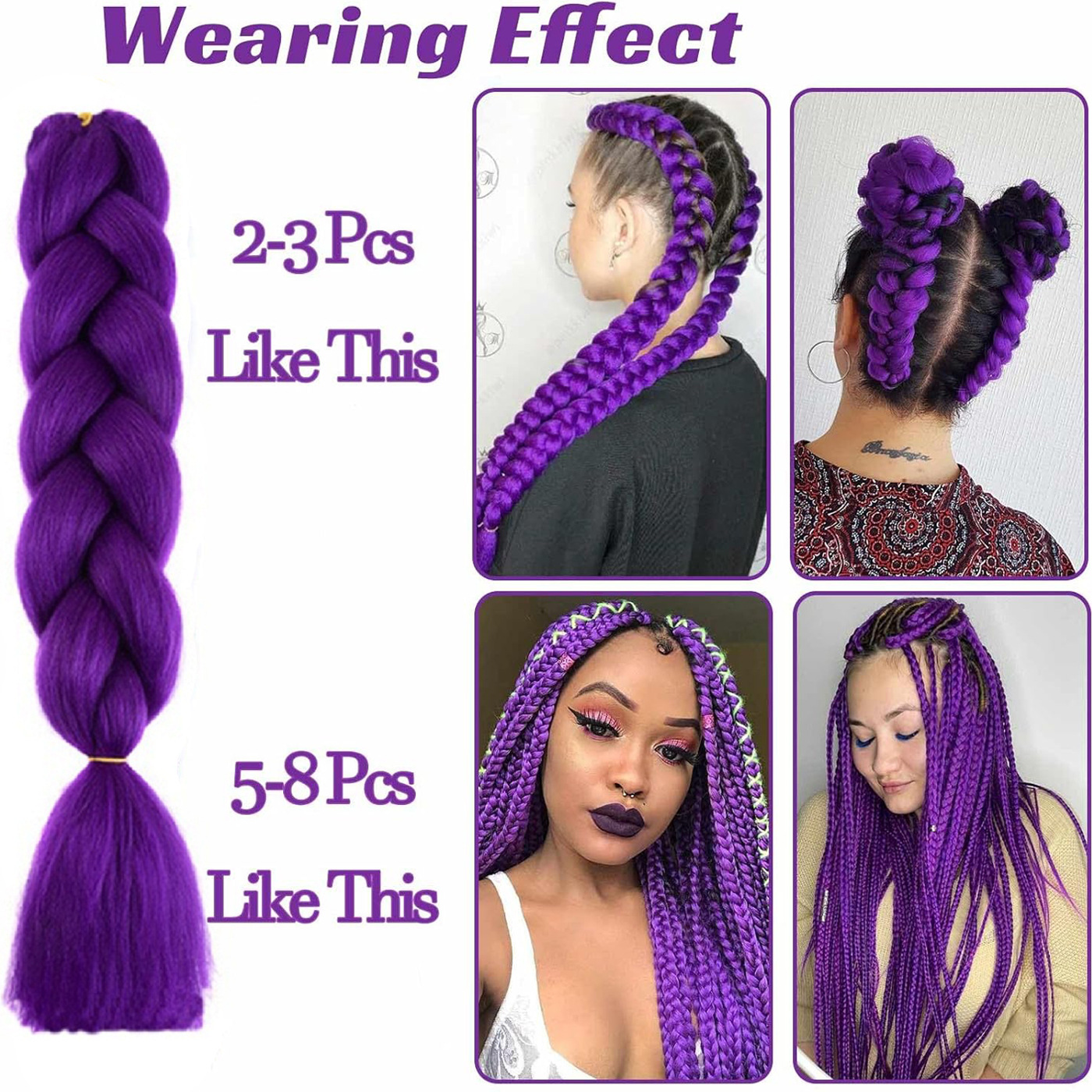 Skpop bruja caza rumi pelucita cos niños trenzado trenzado sucia pelucita seda púrpura cola de caballo