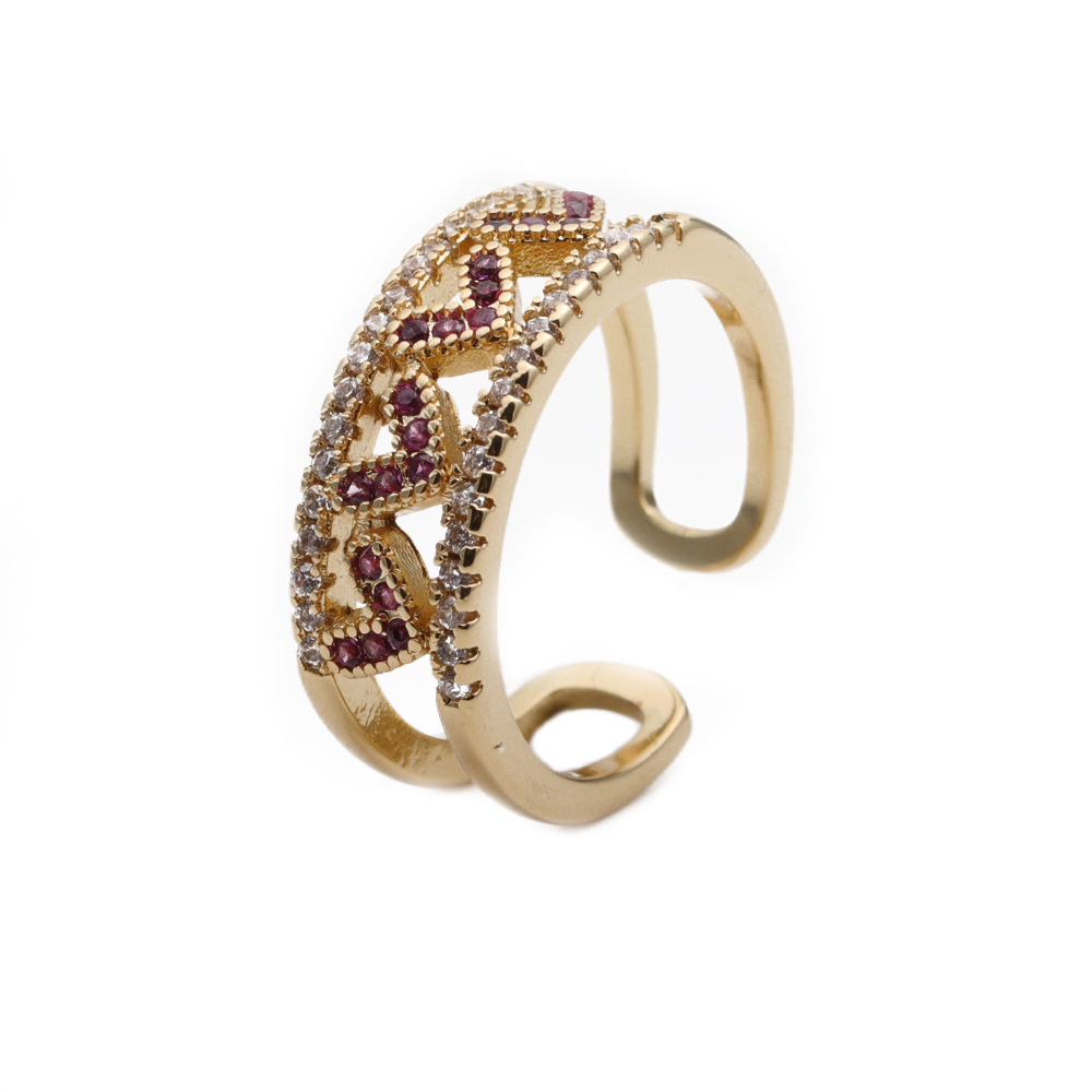 Bague Ouverte En Forme De Cœur En Zircon Incrusté De Mode display picture 1